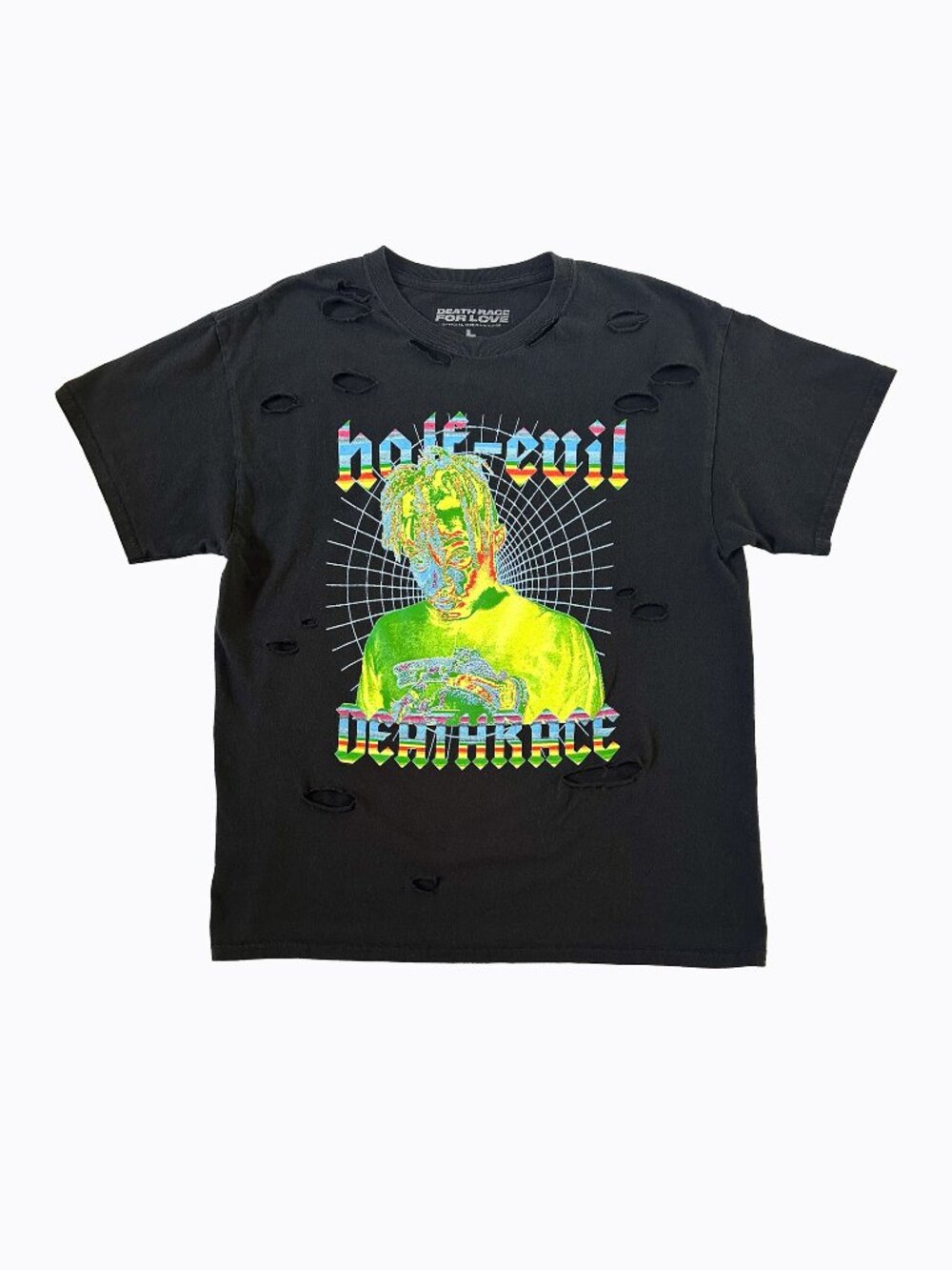 Juice WRLD Half Evil Death Race For Love Tour T-Shirt L Distressed Rap Merch Tee